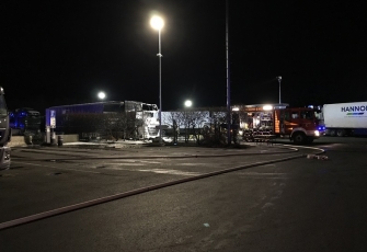 Niemcy – Kierowca z Polski znajdował się kabinie gdy wybuchł pożar – z poparzeniami trafił do szpitala 1
