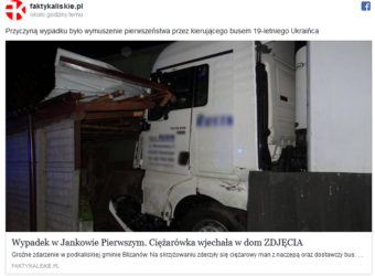 Ciężarówka Wjechała w Dom